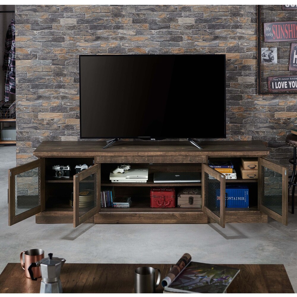 DH BASIC Rustic Reclaimed Oak 69 inch Wide 6 Shelf TV Stand by Denhour