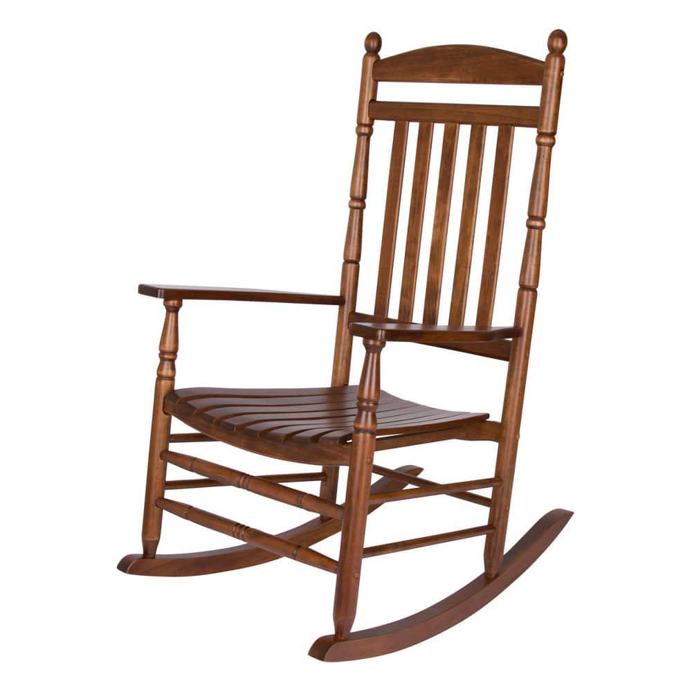 Shine Company Rhode Island Porch Rocker Oak Wood Outdoor Rocking Chair