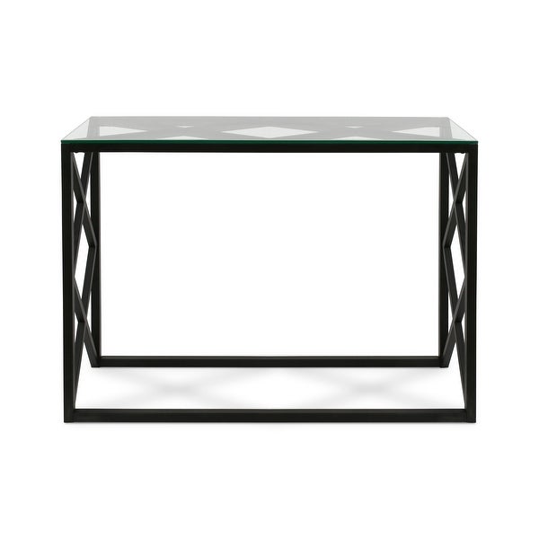 Silver Orchid Stifter Geometric X-base Metal/Glass Console Table