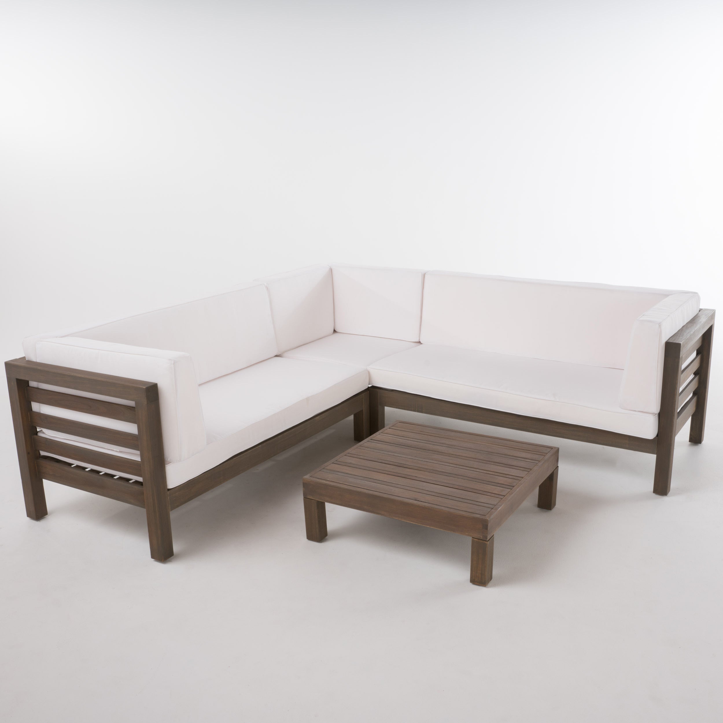 Ravello 4 Piece Outdoor Wooden Sectional Set with Cushions