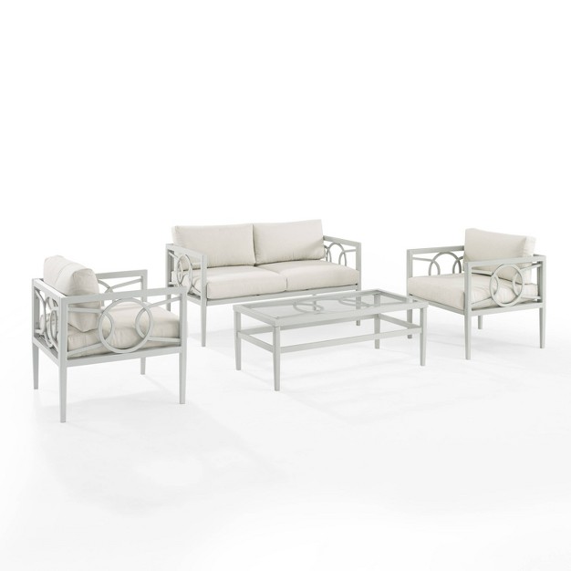 Ashford 4pc Outdoor Metal Conversation Set Cream Crosley