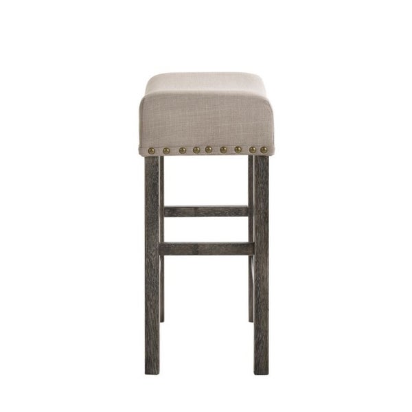 Set of 2 Linen Upholstered Counter Height Stool