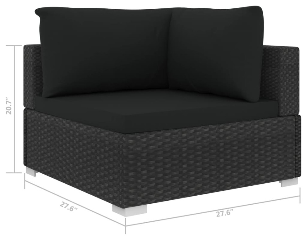 vidaXL Patio Lounge Set 4 Piece Sectional Sofa with Table Poly Rattan Black   Tropical   Outdoor Lounge Sets   by vidaXL LLC  Houzz