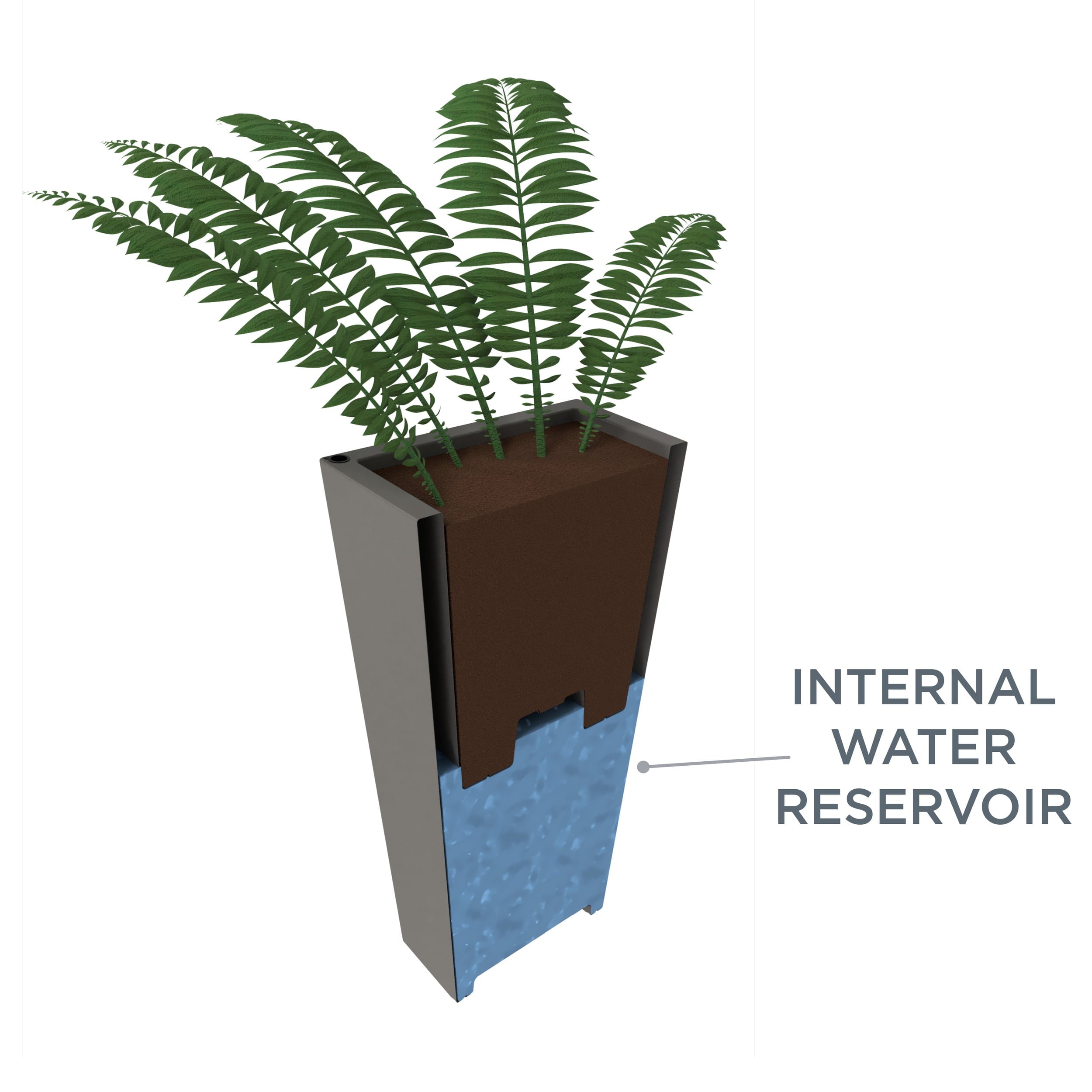 Step2 Tremont Plastic Dark Cedar Square Planter 15" W x 15" D x 28" H