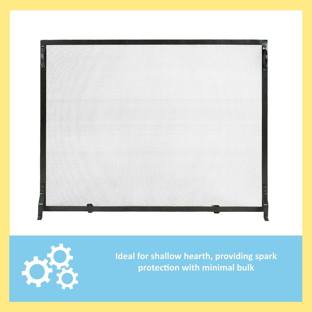 Minuteman international Plain By Design Flat Fireplace Screen  50 Inch Long  Matte Black