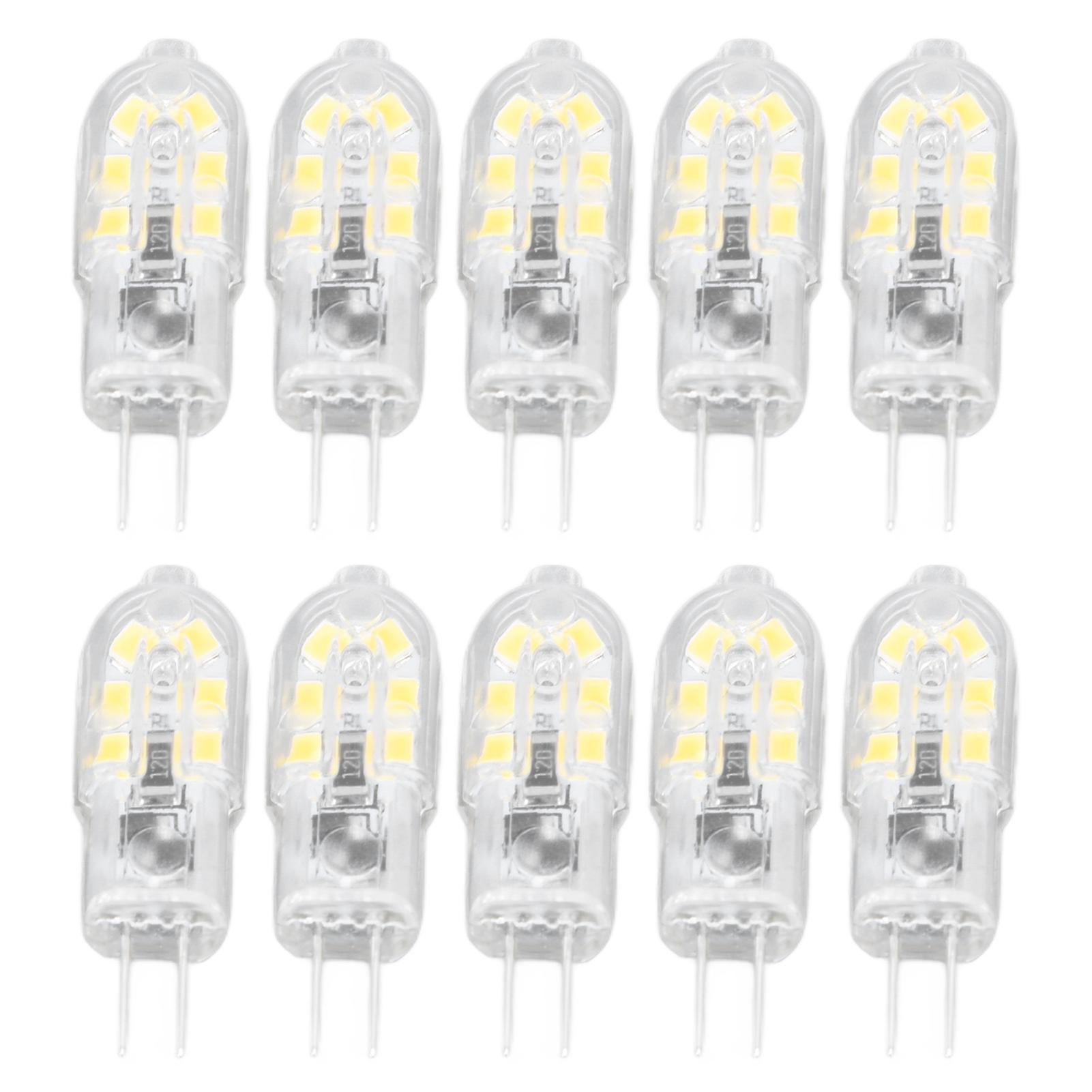 10Pcs G4 LED Bulb Brightness Dimming High Color Rendering Transparent Shell Light Bulbs for Landscape Lights DC 12V White Light