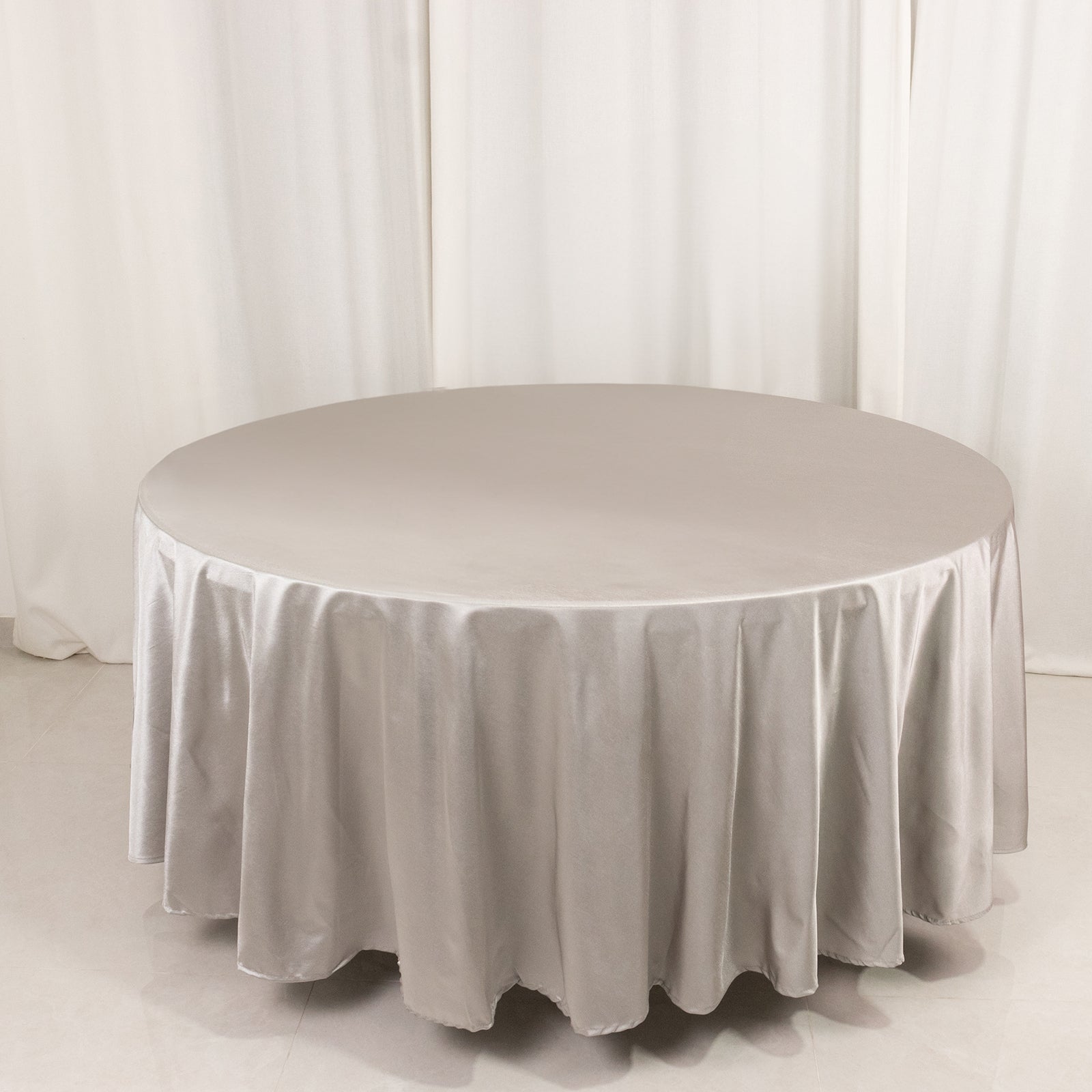 Shimmer Silver Premium Scuba Round Tablecloth, Wrinkle Free Seamless Polyester Tablecloth - 108