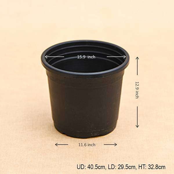 16 inch (41 cm) Grower Round Plastic Pot (Black) (set of 3)