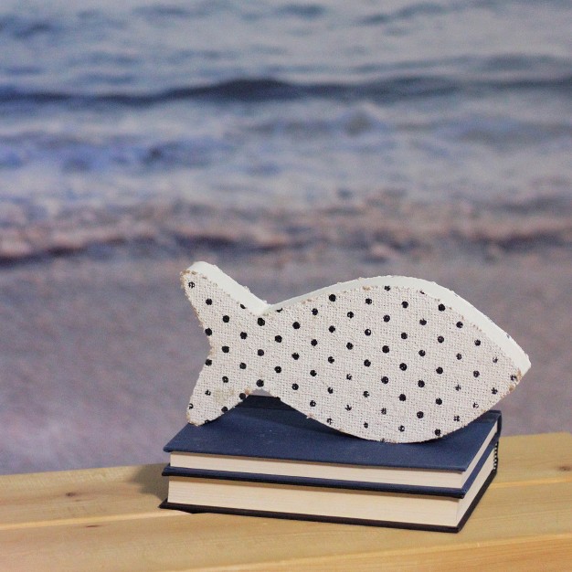 Northlight 10 Cape Cod Inspired Table Top White And Black Polka Dot Fish Decoration