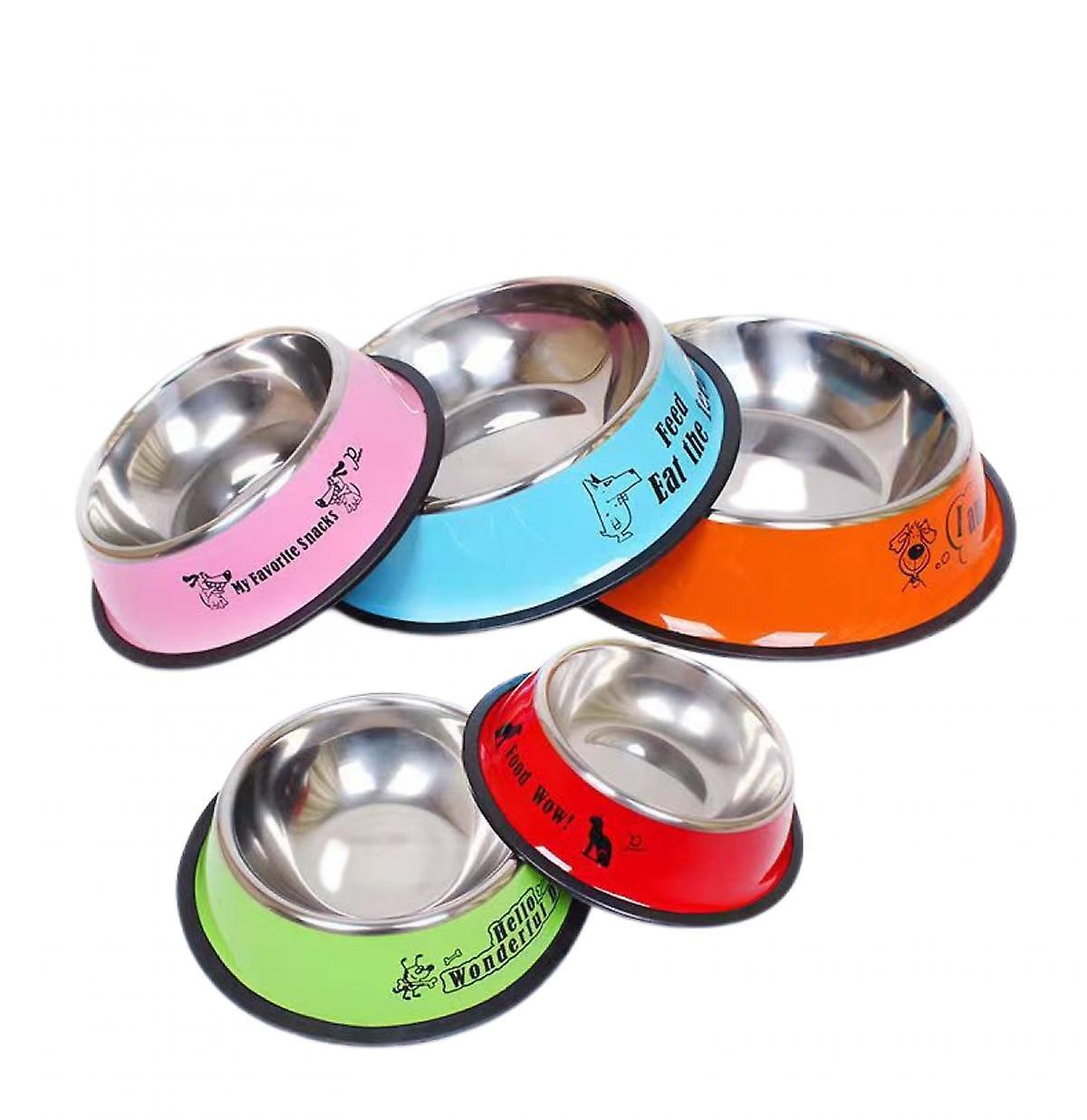 Steel Dog Bowls，cat Bowl Water And Food With Rubber Base For Dogs， Cats， Puppy Rabbit And Kitten 180g Capacity (orange)