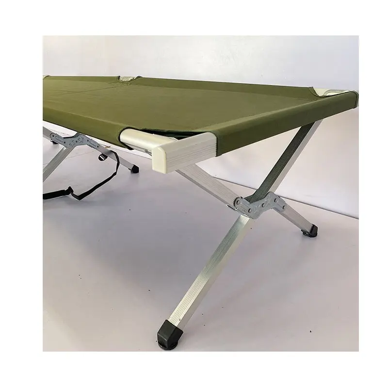 Hot sell green thicken oxford clothing stable aluminum pipe easy carrying camping folding bed