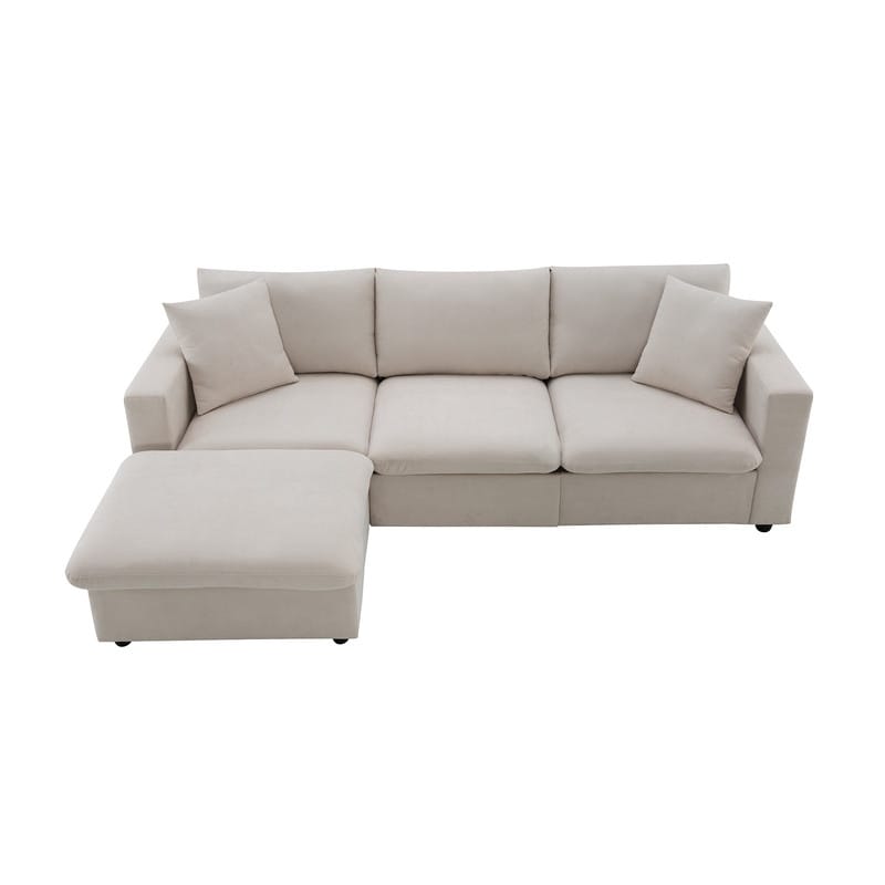 Convertible Sectional Sofa Couch  4 Seat L Shaped Sofa with Ottoman and 2 Free Pillows  Modern Sofa Couch for Living Room