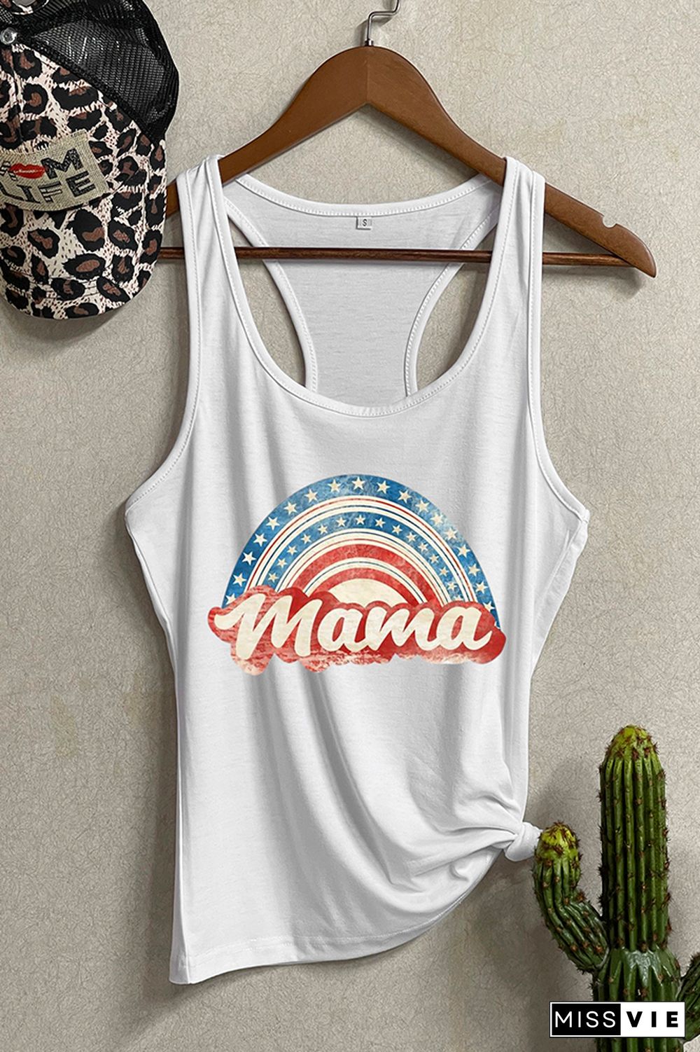 American Dude Print Sleeveless Tank Top Wholesale