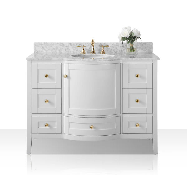 Lauren White 48-Inch Vanity Console with Gold Hardware