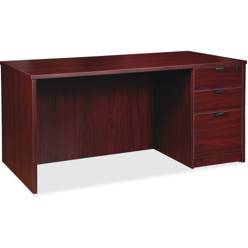 Lorell Prominence 2.0 Mahogany Laminate Box/Box/File Right-Pedestal Desk - 3-Drawer (PD3672RSPMY)