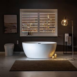 WOODBRIDGE Arras 55 in. Acrylic FlatBottom Double Ended Bathtub with Brushed Nickel Overflow and Drain Included in White HBT5840