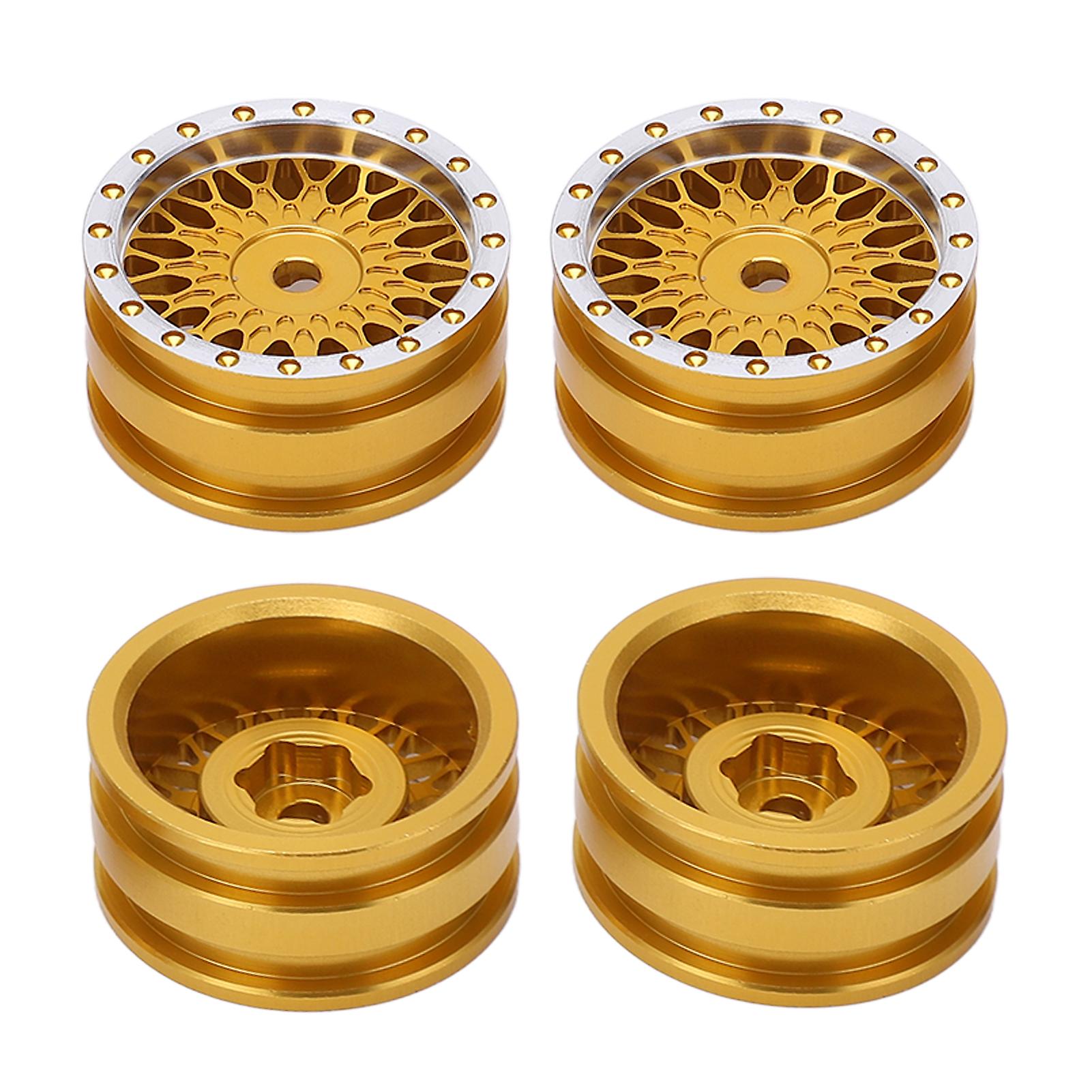 4pcs Rc Car Wheel Hub For Axial Scx24 Axi90081 Axi00001 Axi00002 1/24 Rc Car Metal Hub Accessorygold