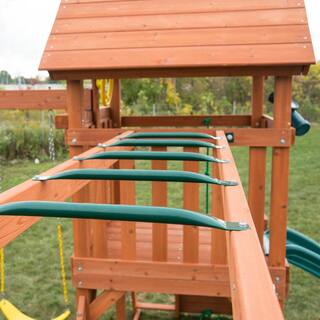 Swing-N-Slide Playsets Professionally Installed Sky Tower Complete Wooden Outdoor Playset with Slide Swings and Swing Set Accessories 6036