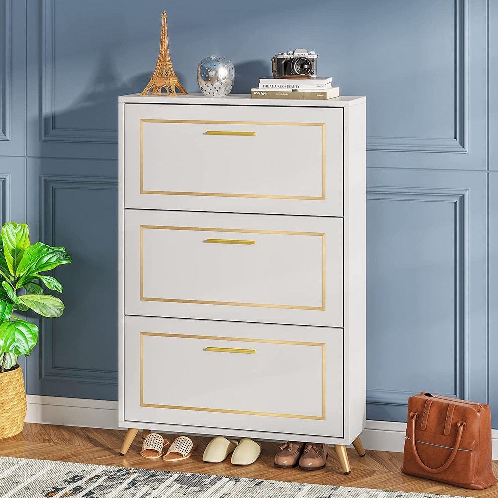 Shoe Cabinet with 3 Flip Drawers for Entryway Bedroom