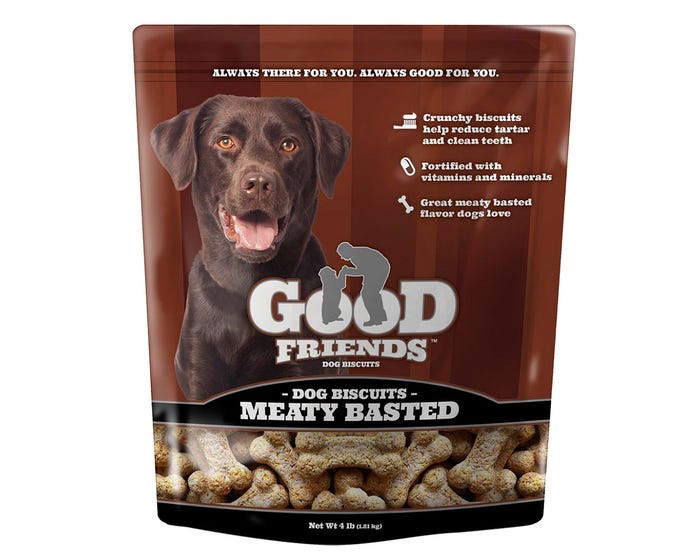 Good Friends Dog Biscuits， Meaty Basted， 4 lb. Bag