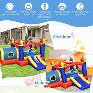 Costway Inflatable Castle Kids Bounce House with Slide Jumping Playhouse and 480-Watt Blower NP10442+EP24682