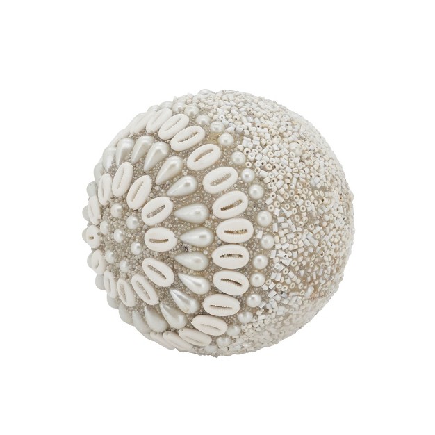 Saro Lifestyle Elegant Illumination Beaded Orb 4 quot Off white