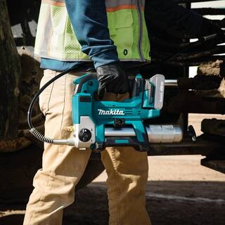 Makita 18V LXT Lithium-Ion Grease Gun (Tool Only) with 18V LXT Lithium-Ion Brushless 4-12 in.5 in. X-LOCK Angle Grinder XPG01Z-XAG25Z