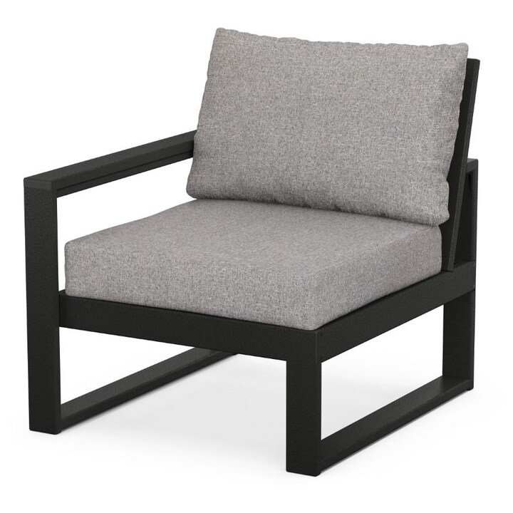 POLYWOOD EDGE 4-Piece Modular Deep Seating Set in Black / Grey Mist