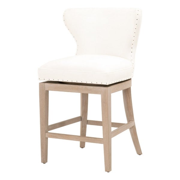 26.5 Inches Fabric Padded Swivel Counter Stool， White - 38.25 H x 22.5 W x 23.5 L