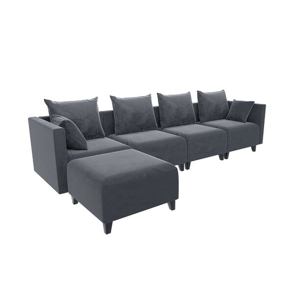 Wrapped In Luxe Velvet， Sectional Sofa Samll L Shape Modular Couch With 6 Pillows For Living Room Durable