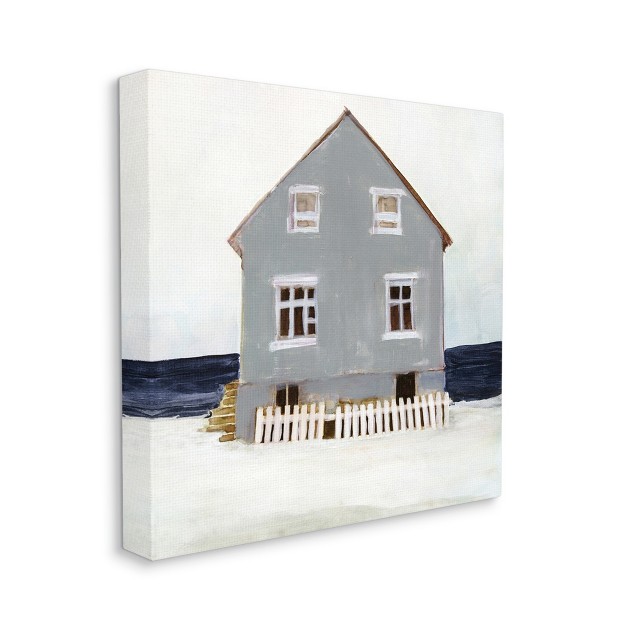 Stupell Industries Winter Beach House Landscape Cool Coast Line