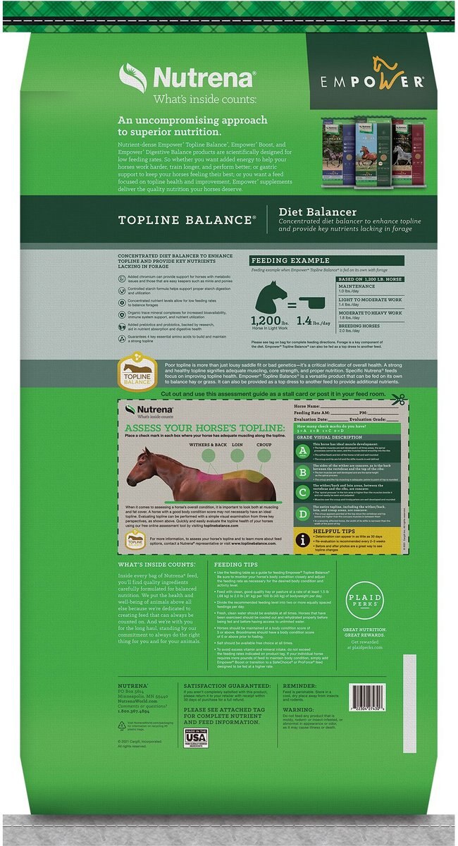 Nutrena Empower Topline Balance Horse Supplement， 40-lb bag