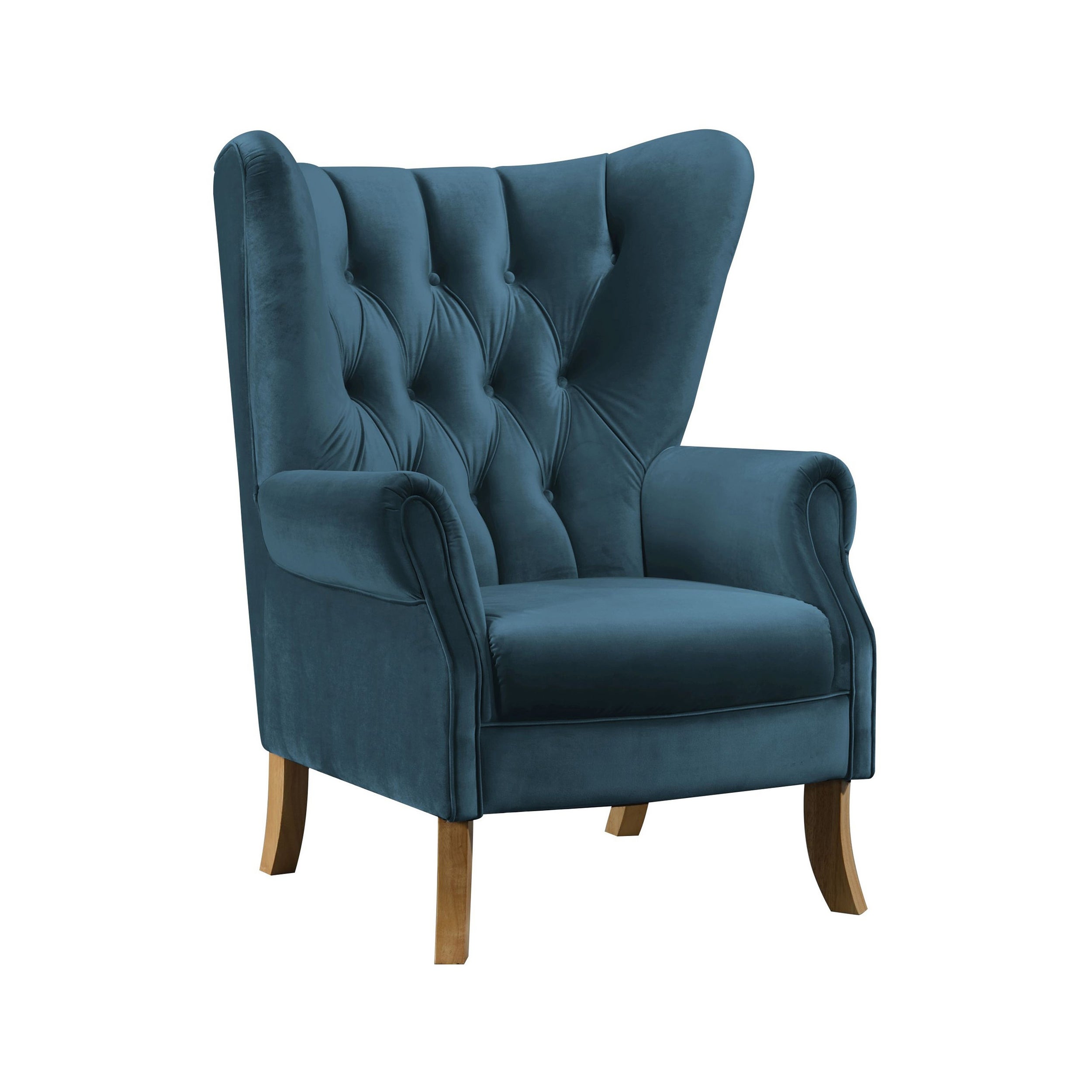 ACME Adonis Rolled Arm Tufted Accent Chair in Azure Blue