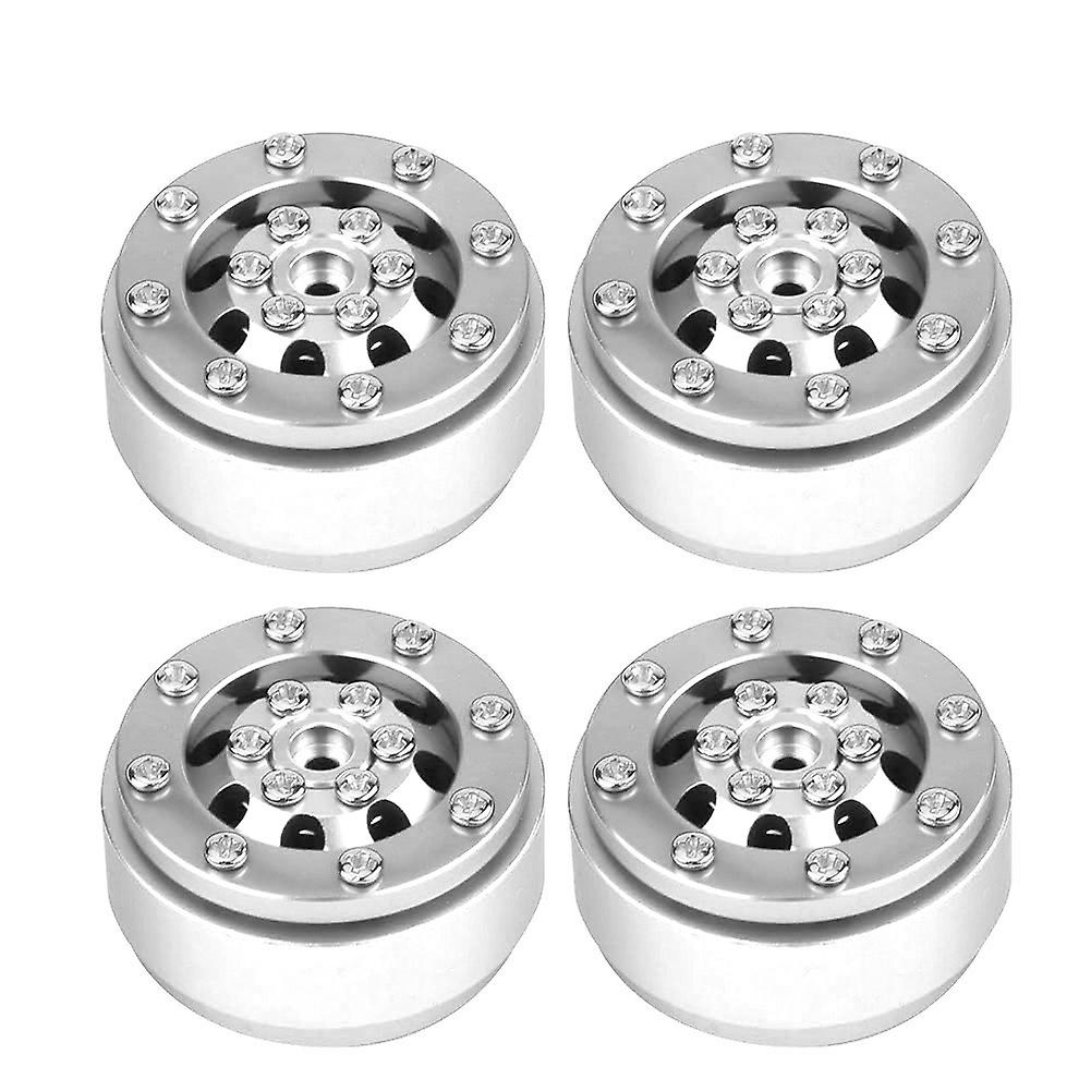 4pcs Rc Car Aluminium Alloy Beadlock Wheel Hubs For Wpl 1/16 Rc Military Truck (silver+silver)