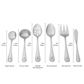 RiverRidge Home Beaded Monogrammed Letter H 46-Piece Silver Stainless Steel Flatware Set (Service for 8) 10‐152