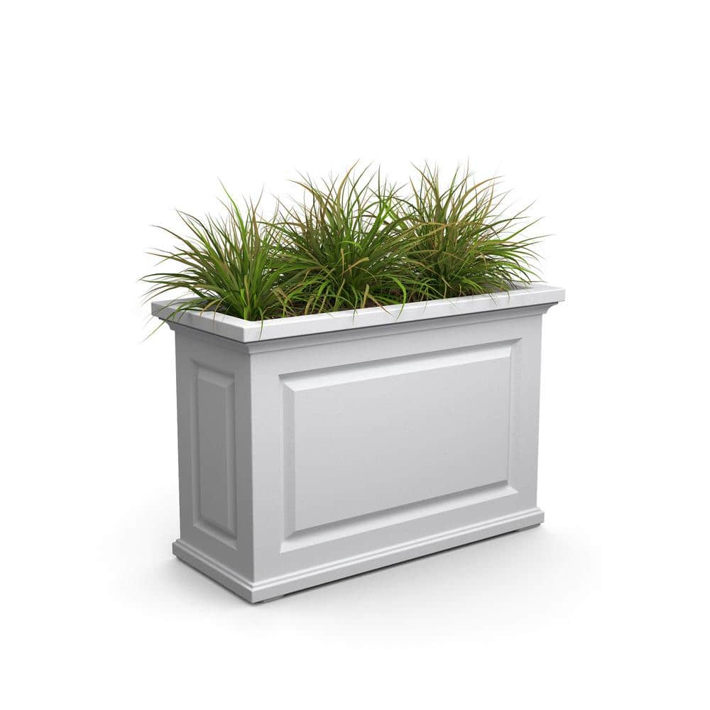 Mayne Nantucket 36 in. Self-Watering White Polyethylene Trough 4847-W