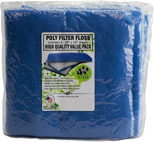 inTank Aquarium， Pond and Terrarium Double Bonded Poly Filter Floss Pads， 3 count