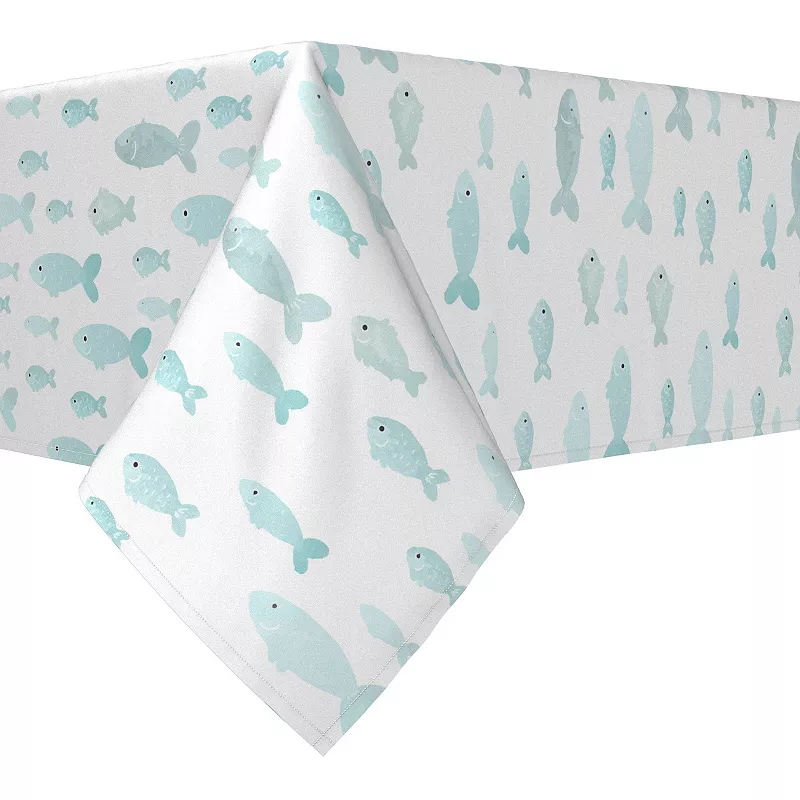 Square Tablecloth， 100% Polyester， 54x54， Underwater Fish