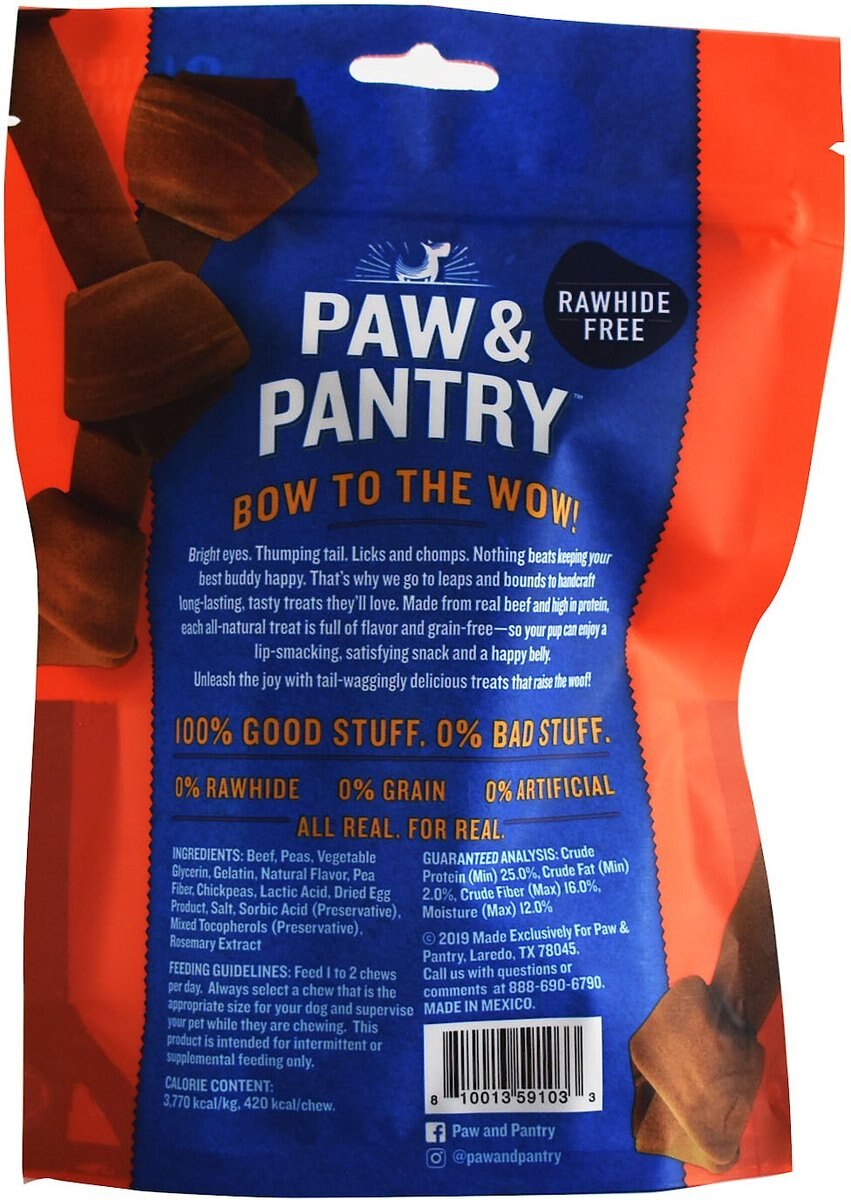 Paw and Pantry Large Bones Beef Grain-Free Dog Treats， 2 count