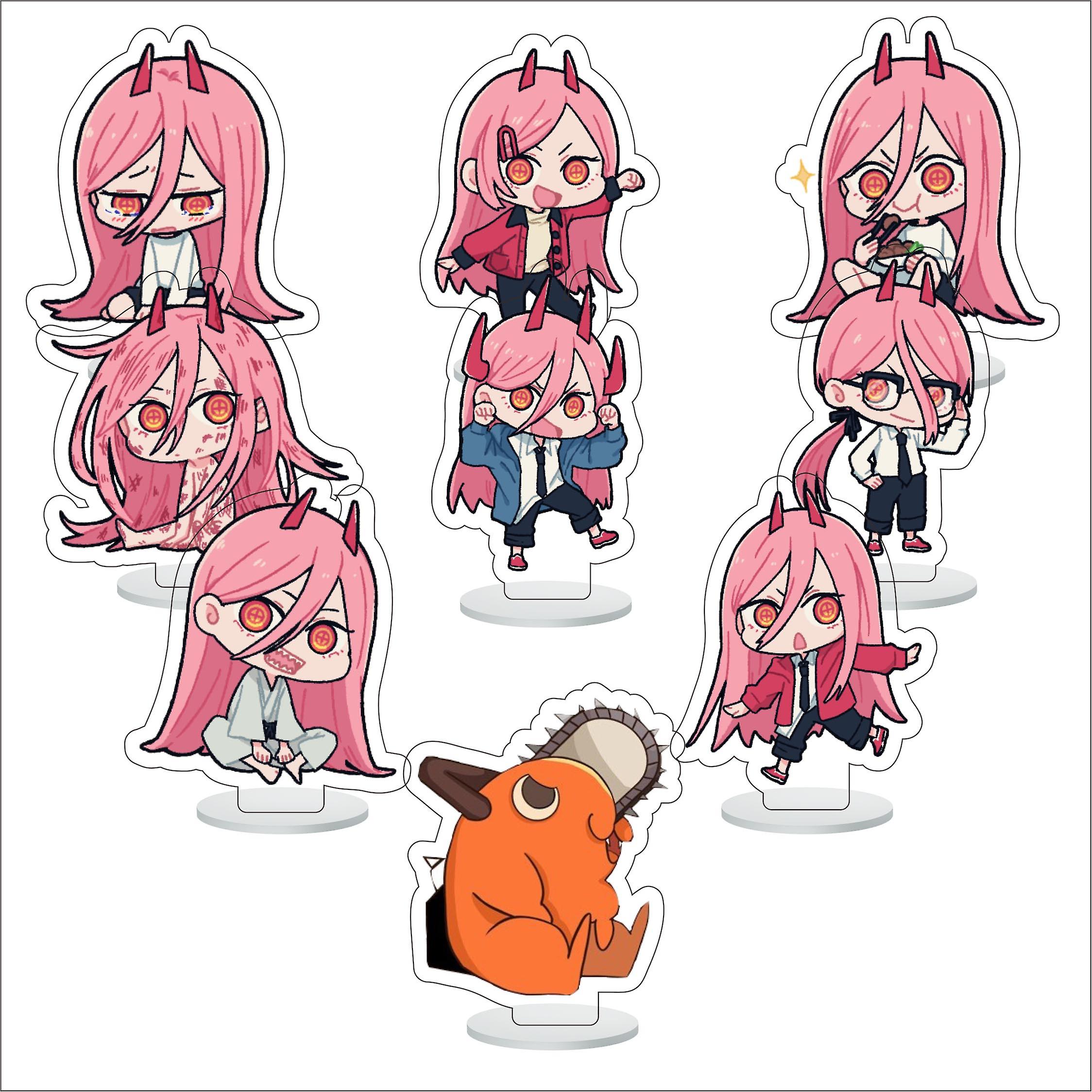 9pcs/set Anime Acrylic Stand Model Cartoon Figure Decoration Action Plate Toys，chainsaw Man