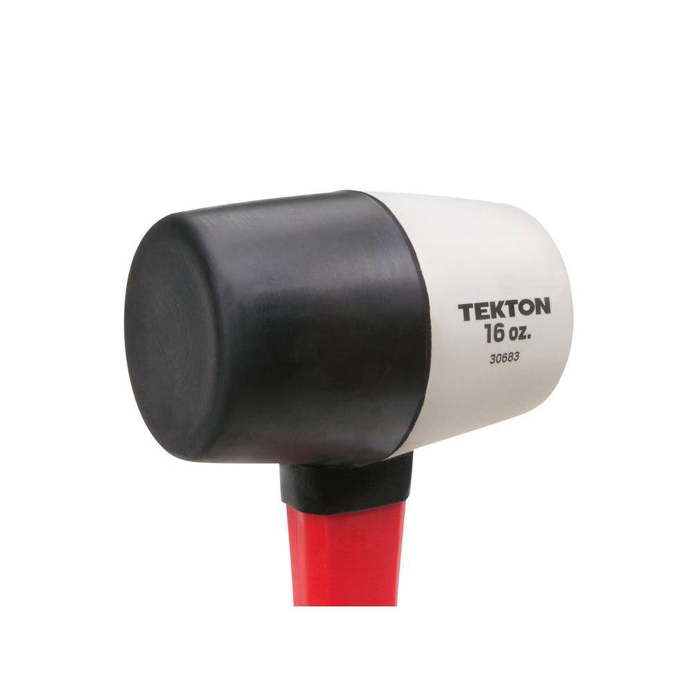 TEKTON 16 oz. Fiberglass Handle WhiteBlack Rubber Mallet 30683