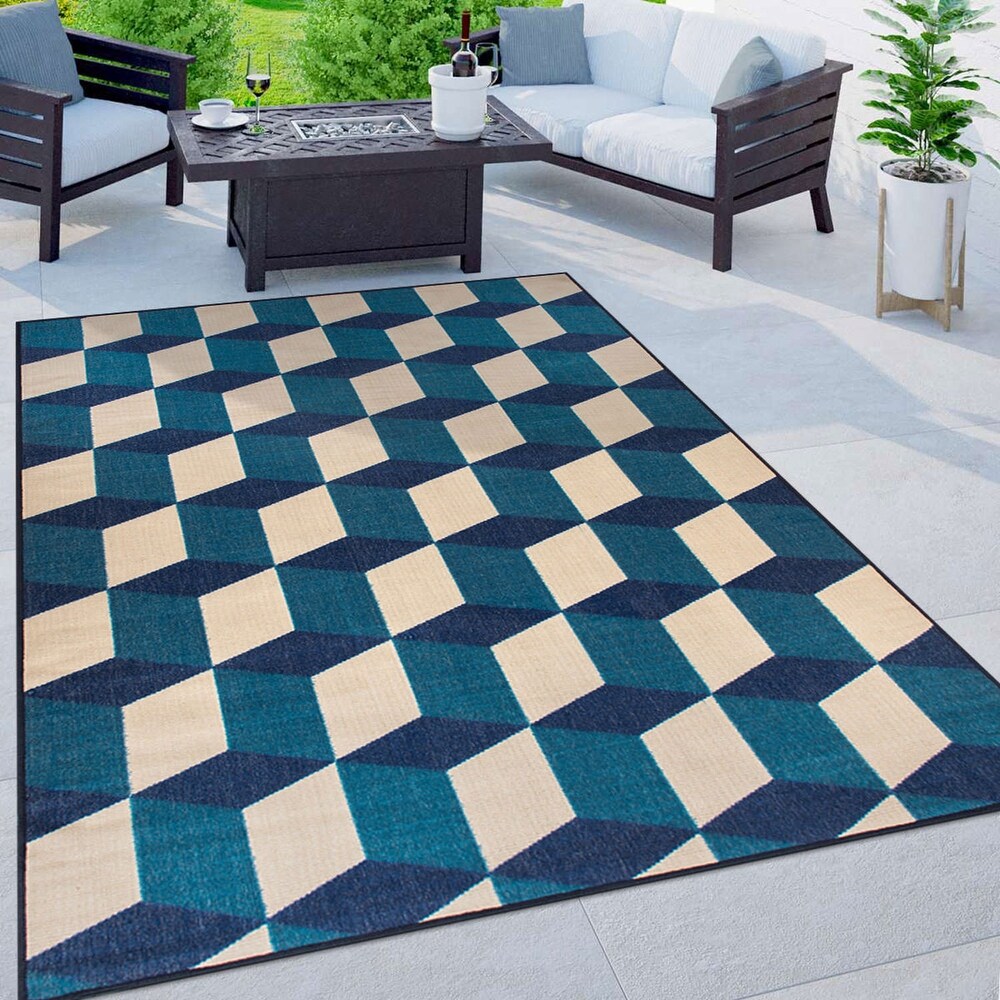 Contemporary Geometric Flatweave Indoor/Outdoor Area Rug