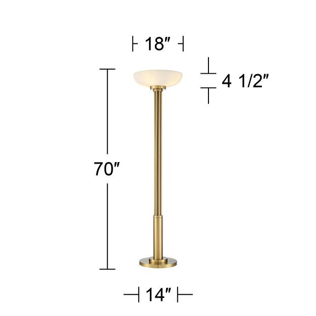 Tall Warm Antique Gold Metal Glass Shade For Living Room Reading Bedroom Office Uplight