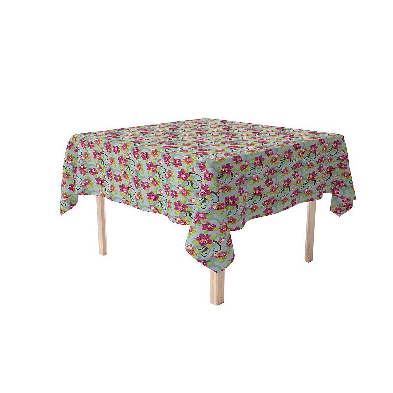 Square Tablecloth， 100% Polyester， 60x60， Tropical Flower Pattern