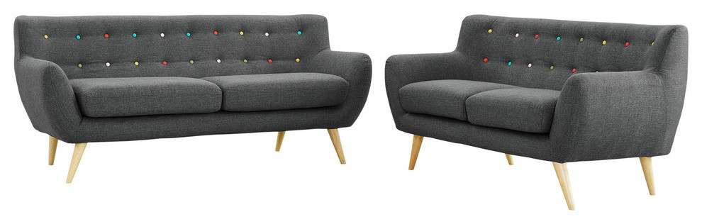 Remark 2 Piece Upholstered Fabric Living Room Set   Midcentury   Living Room Furniture Sets   by Beyond Design  ampMore  Houzz