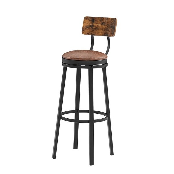 2Pcs Industrial Backrest Style Bar Stools with Metal Frame