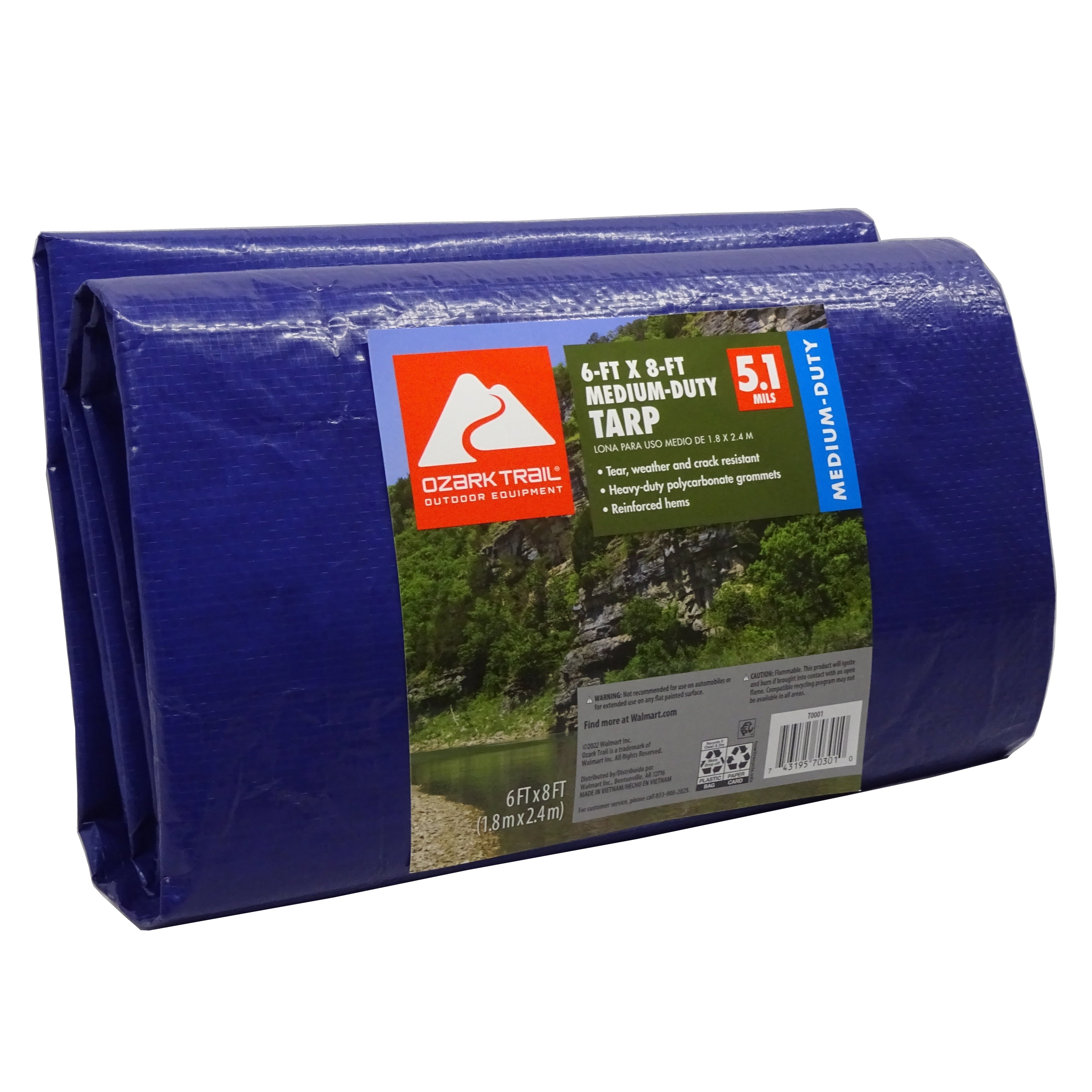 Ozark Trail Medium-Duty Tarpaulin, 6’ x 8’, Material PE