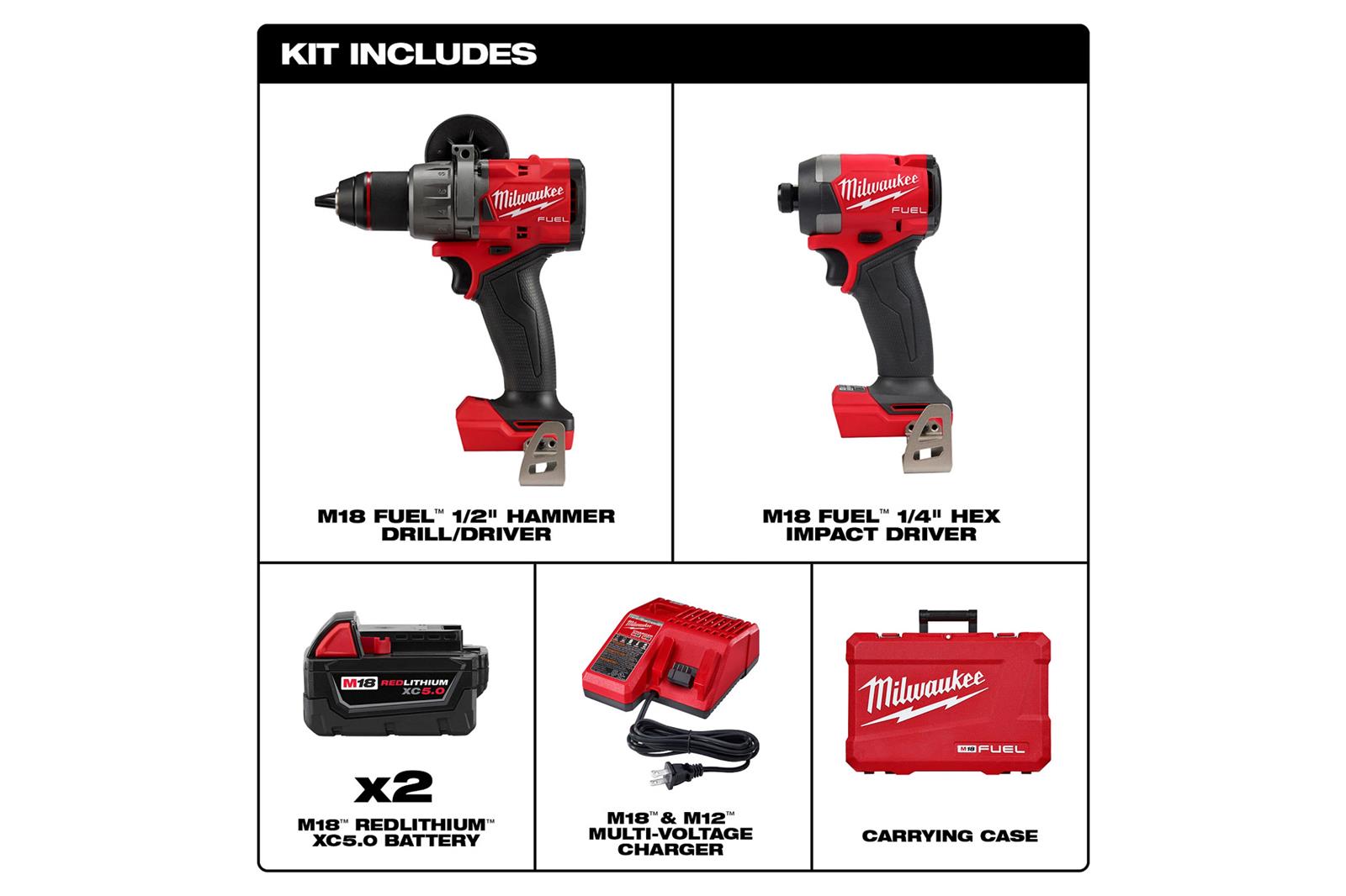 Milwaukee Tool 3697-22 Milwaukee M18 Cordless Lithium-Ion 2-Tool Combo Kits