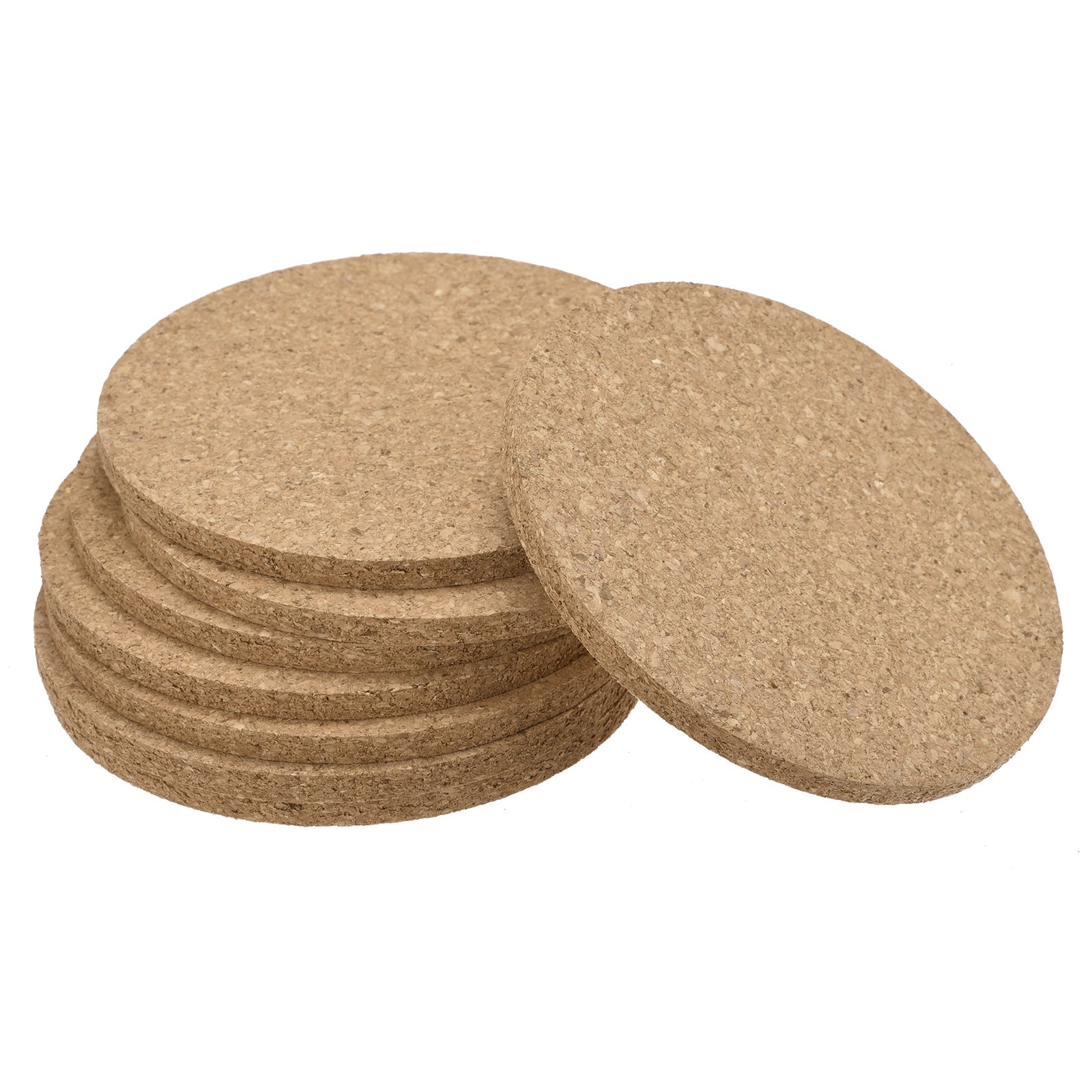 100mm Round Coasters 5mm Thick Cork Cup Mat Pad for Tableware 8pcs - Wood