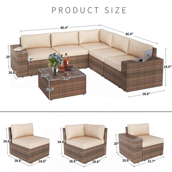 6Piece Wicker Sectional Sofa Set